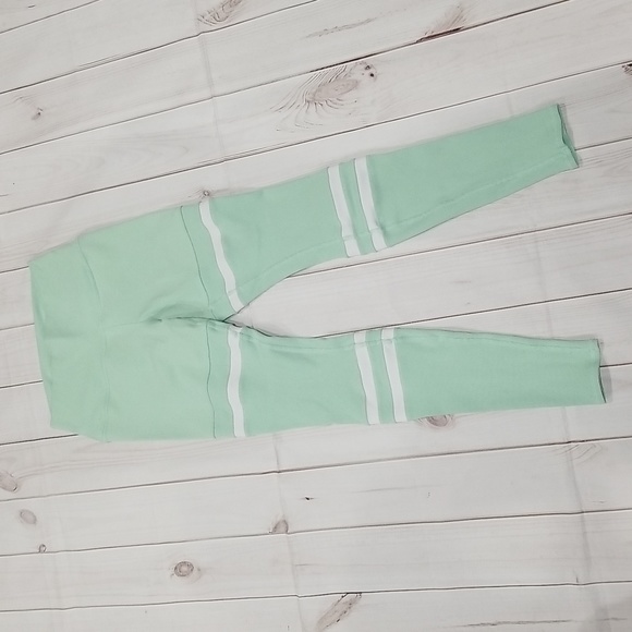 ALO Yoga Pants - Alo Yoga High Waist Legit Leggings Size Small Mint Green and White Strip…